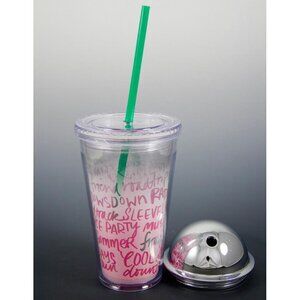 Starbucks Frappuccino 16oz Grande Acrylic Cold Cup Tumbler Frosted Pink Lid